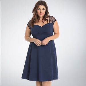 Mesh Dot Inset Swing Dress
